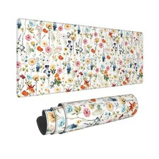 Extended Gaming Mouse Pad, Large Desk Mat, 31.5 x 11.8 Inch, Wildflowers Print,