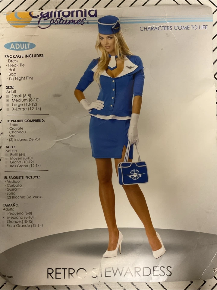 🥥Disfraces California Azafata Retro Disfraz Mujer Talla M🆕COMO SE MUESTRA Foto 2 de 4
