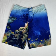 Wonder Nation XXL Swim Trunks Boys 18 Under the Sea Themed Pocket Shark Blue
