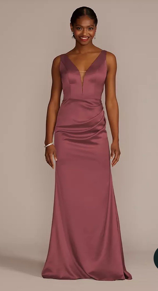Galina signature Stretch Satin Cowl Back Bridesmaid Dress Size 14