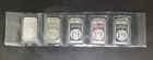 Five Apmex 1oz Silver Bars in Plastic