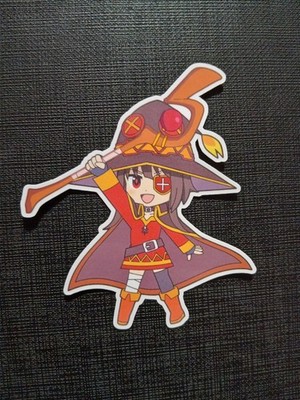 Megumin Chibi from Konosuba, Isekai Quartet Glossy Sticker Anime Waterproof!
