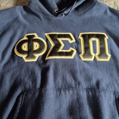 Champion Hoodie Mens Medium Phi Sigma Pi Greek Letters Fraternity Pullover Sweat - Picture 3 of 12