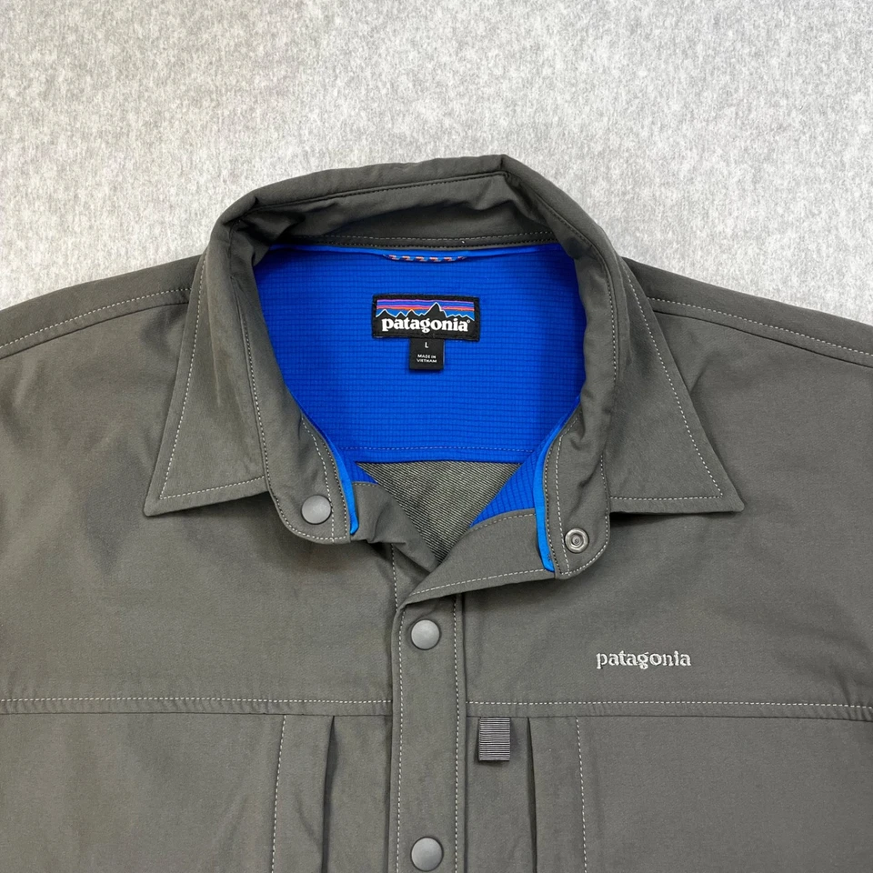 Camisa Patagonia Secada a Presión con Botones Para Hombre Grande Gris Manga Larga Exterior Foto 2 de 4