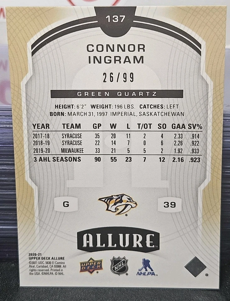 20-21 Allure Connor Ingram SP Rookie 🌈🌈🌈 Green Quartz Variant #/99 - Image 3 of 3