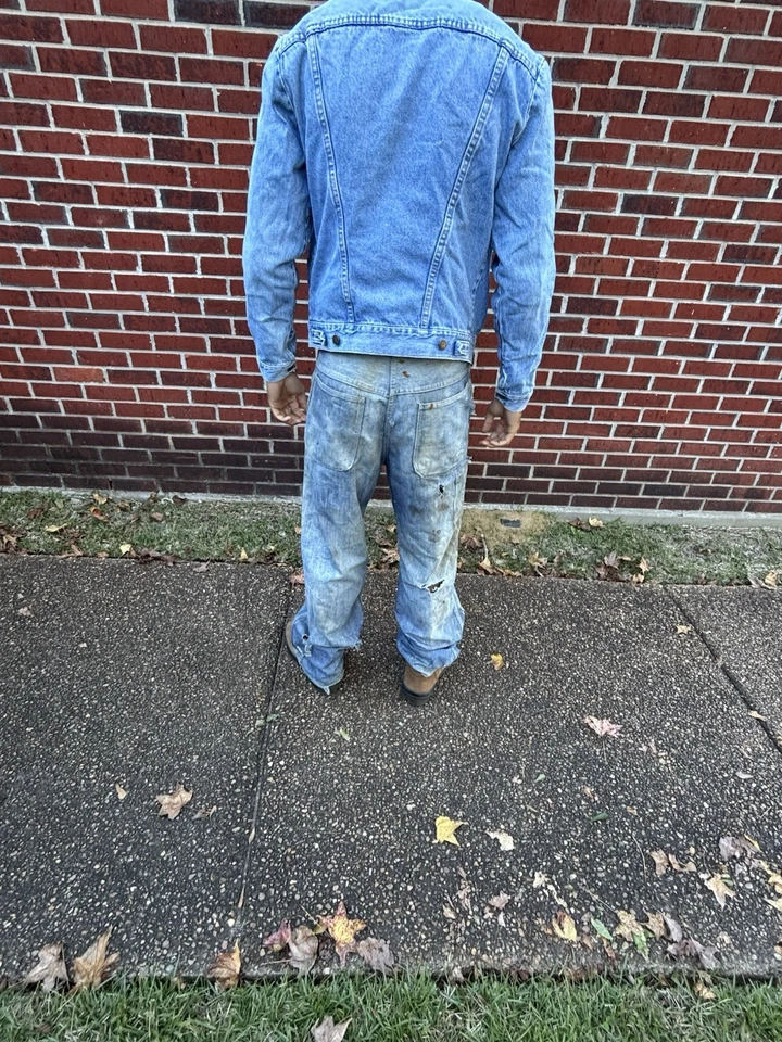 Camionero de mezclilla Rustler años 70 etiquetado M se adapta a pequeño vintage ¡original!! Foto 4 de 4