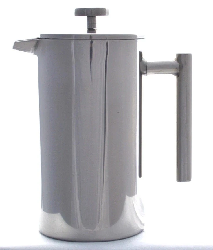 Grunwerg Cafetiere Café Olé 3 Cup Double Wall Cafetière Stainless Steel Straight