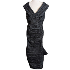 Alex Evenings Elegant Black Ruched Formal Evening Dress Women  s Size 14