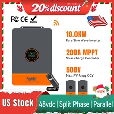 10KW 48V Solar Inverter 120V/240V Split Phase 200A MPPT Controller Parallel 6X 
