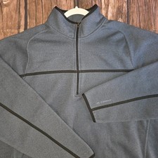 Old Navy Men Fleece Sweater 1/4 Zip Mock Neck Black Stripe Pullover Blue Gray XL