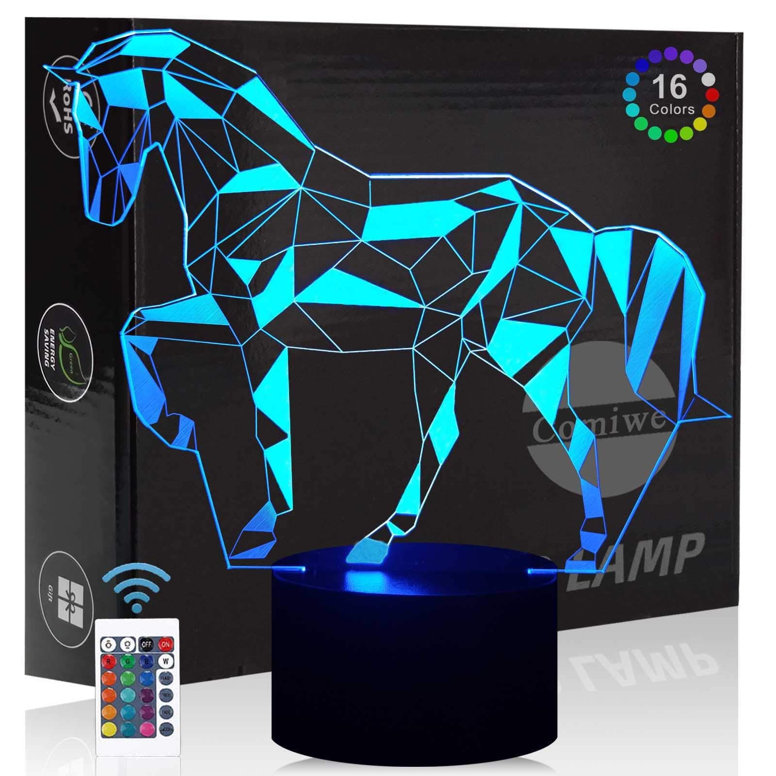 Cheval 3D illusion veilleuse lampe de chevet LED décor de maison