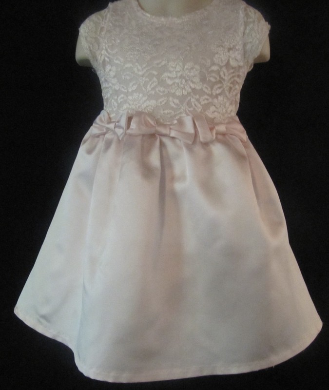 Jenny Annie Dots Short Sleeve Light Pink Dress with Lace Size 5