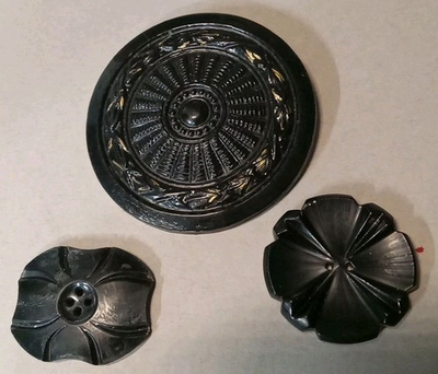 #ad #ad 3 Unusual Black Vintage Buttons quot;2.44 Inchesquot;1.27 Inches $12.00