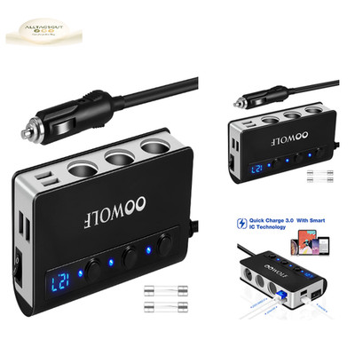OOWOLF USB Zigarettenanzünder 4 USB 3 Steckdose 180W