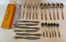 Besteck Set 24 Teile Solingen Neusilber Messer Gabel Essl&ouml;ffel Teel&ouml;ffel OVP