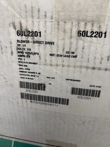 US Motors K55HXHGB-8639 Blower Motor 1/2hp 115V 5spd 1075RPM 60L2201