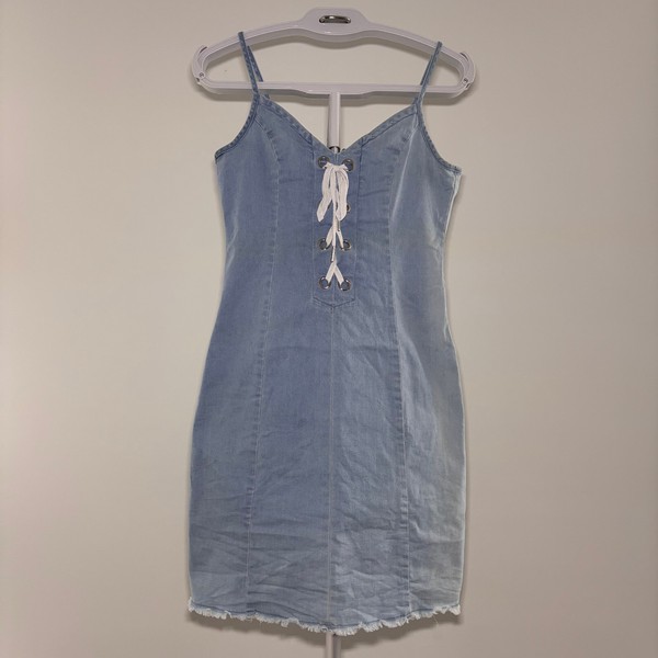 TEMT Women's Stretch Denim Bodycon Dress With Adjustable Straps - Blue - Size 10