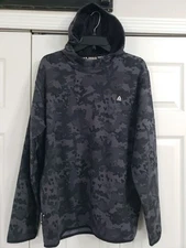 Reebok Hoodie (NWT)Mens (M-46"Chest) Black Camo Pullover Pockets Sweatshirt