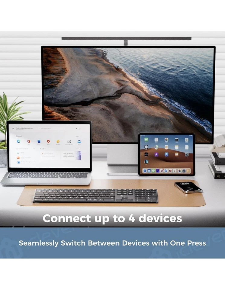 Clever DK06 Bluetooth Keyboard, Multi-Device Connection, UK QWERTY, USB-C Rechar - Image 2 of 4