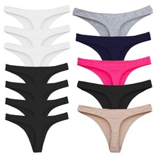 Stock 12 Pezzi Perizoma Slip Donna Thong Liscio Tanga Elasticizzato Nuovo 368-12