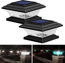 Solar Post Cap Lights - Outdoor LED Deck Fence Cap Light with 9 Light Modes, Bri