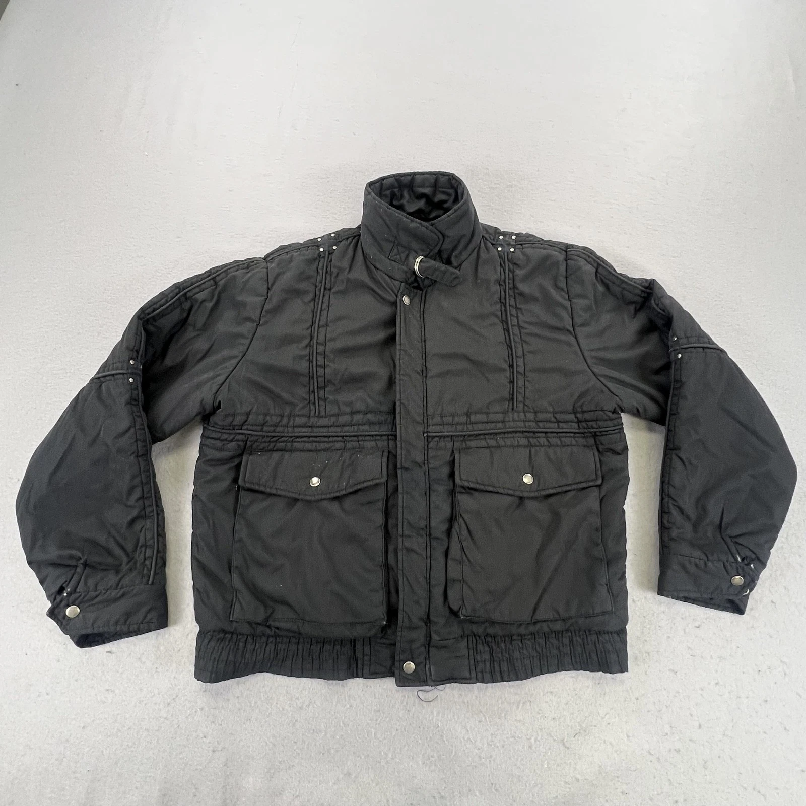 Hardy Amies Jacket Mens XL Black Puffer Quilted Winter Insulated Made Korea