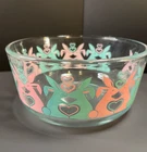 Pyrex Pink Teal Bunnies Glass Bowl Hearts Love No Lid 4 Cup Storage