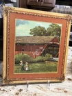 Eric Sloane Decorators Wall plaque 70s Rustic cottagecore covered bridge fishing