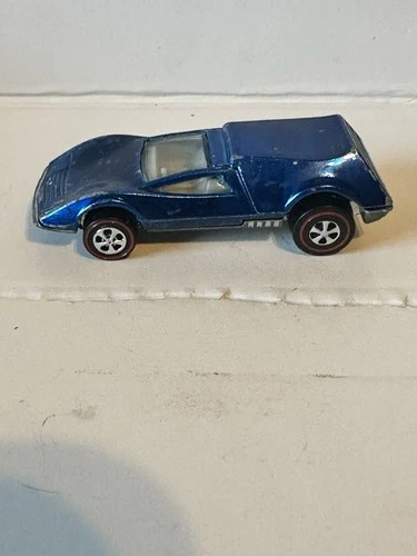 Hot Wheels Redline Tri-Baby Blue with White Interior Metal Base Made In USA