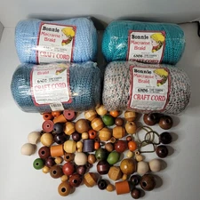 Bonnie Macrame Braid Craft Cord 6mm 100 yards Vintage with Beads Lot of 4 