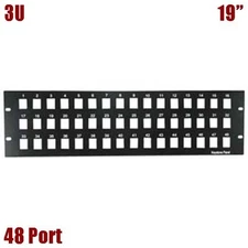 48 Port Blank Patch Panel For Keystone Jack 3U 19" Rack Mountable Black