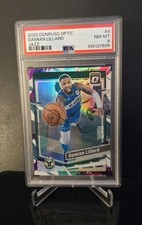 CASE HIT PSA 8 🔥 DAMIAN LILLARD SSP 2023-24 Panini Donruss Jazz Optic Prizm #4