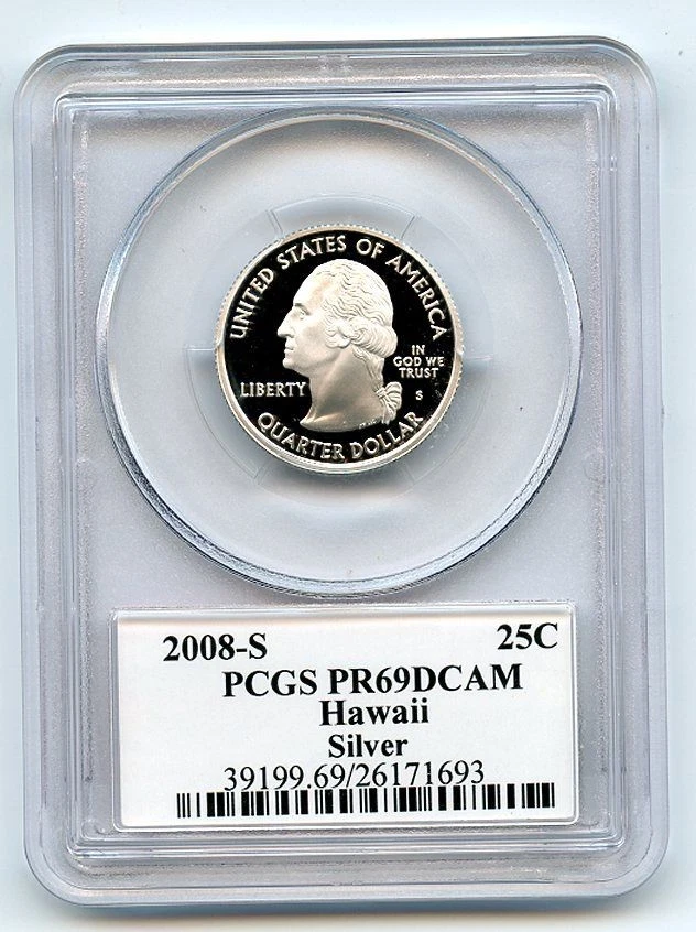 2008 S 25C Silver Hawaii Quarter PCGS PR69DCAM - Image 2 of 2