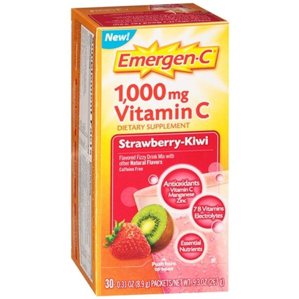 EmergenC Strawberry Kiwi Vitamin C Dietary Supplement Powder 1000mg 0.31 Oz 30 Count for sale