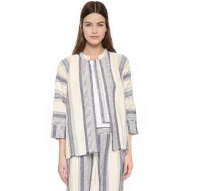 Giada Forte Blue Striped Open Front Jacket