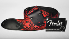 Fender 2'' inch Hip Trip Red Black Vintage Style Cloth Guitar Strap 099 0684 004
