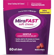 Mirafast Soft Chews, from the Makers of , Gentle Constipation Relief in 30Min-6H