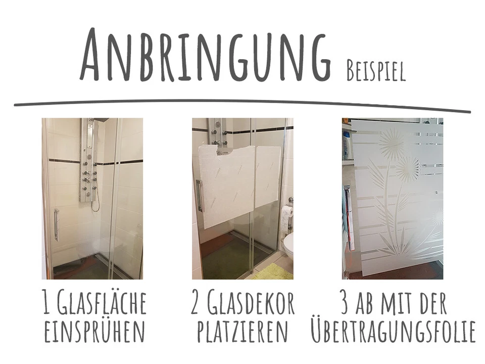 Fensterfolie Duschkabine Badezimmer Palme Blumen Spruch Fenstertattoo Aufkleber - Bild 4 von 4