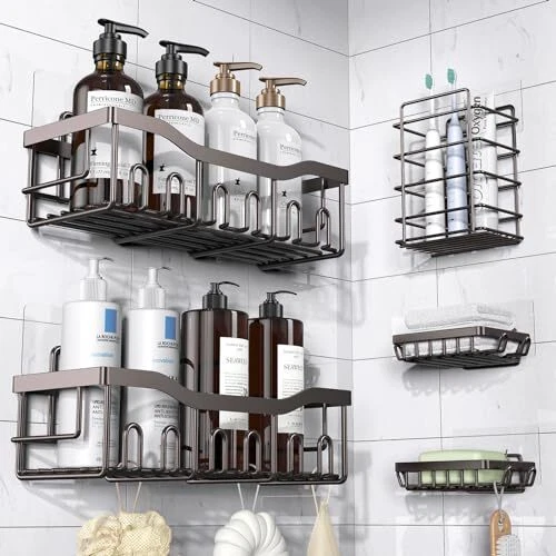 Shower Caddy 5 Pack,Adhesive Shower Organizer for Bathroom Storage Home Decor
