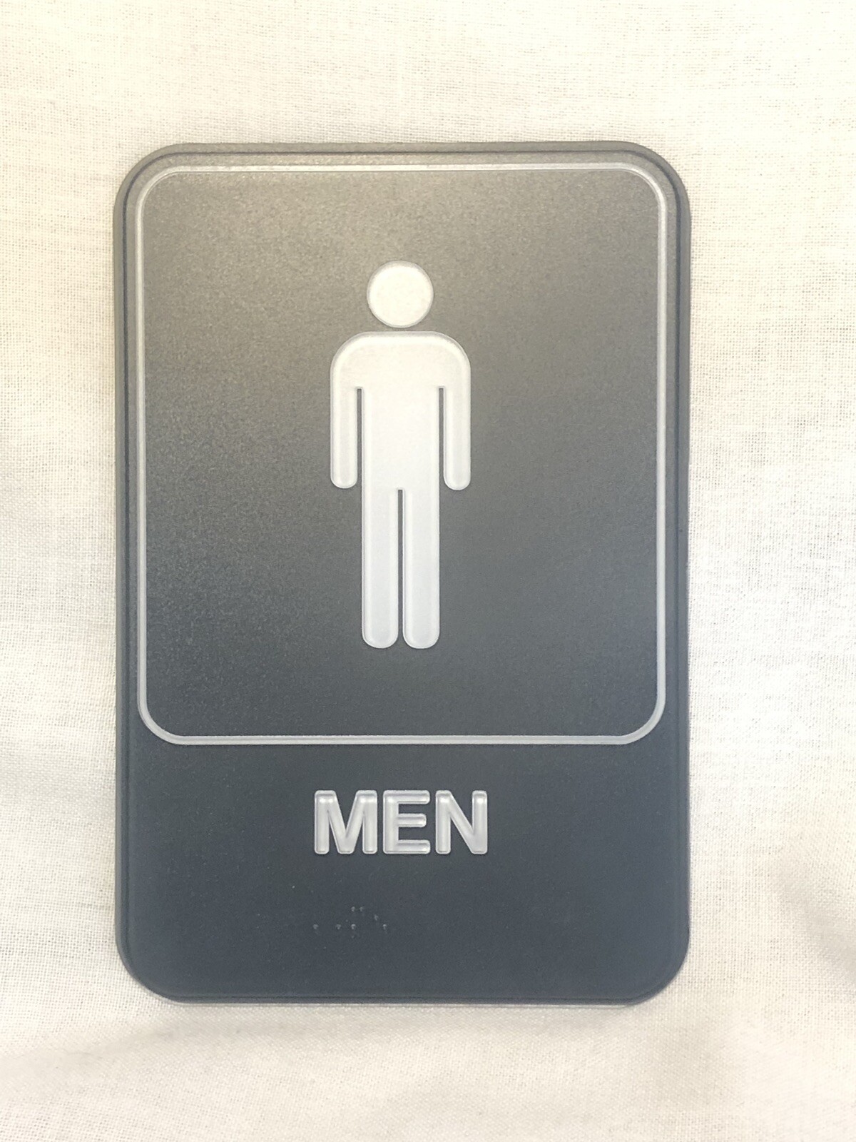 MEN'S ROOM RESTROOM SIGN BATHROOM BRAILLE NO WHEELCHAIR 6" X 9" TACTILE