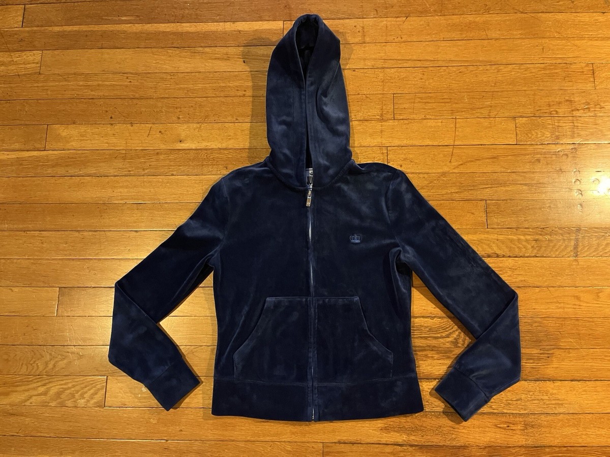 Juicy Couture Velour Hoodie Women’s Extra Small Blue Y2K