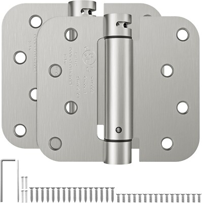 4''x4'' Self Closing Door Hinges Spring Hinge Door Closer, Satin Nickel, 2 Pack