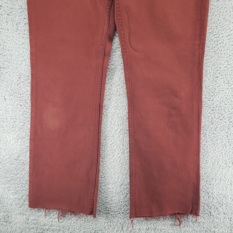 Zara Jeans Womens Size 2 Burgundy Destroyed Cut Off Mini Ankle Stretch