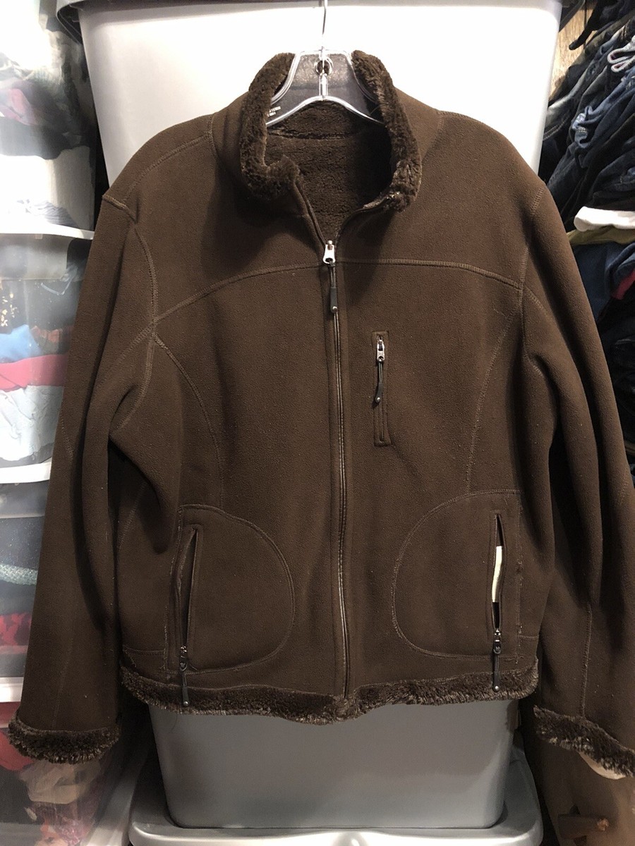 Green Tea brown full zip reversible jacket size XL faux fur