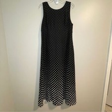 Donna Rico Black White Polka Dot Midi Dress Made in USA Size 14