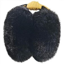 Women Winter Warm Earmuffs Foldable Ear Warmers For Girls Furry Soft Hb-black
