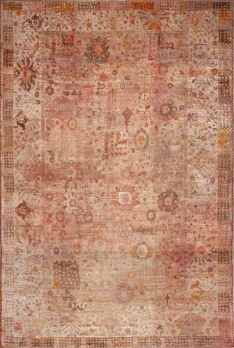 Antique Turkish Fine Rare ANGORA Oushak Rug Beige Rose 10x15 C.1870 300x452cm