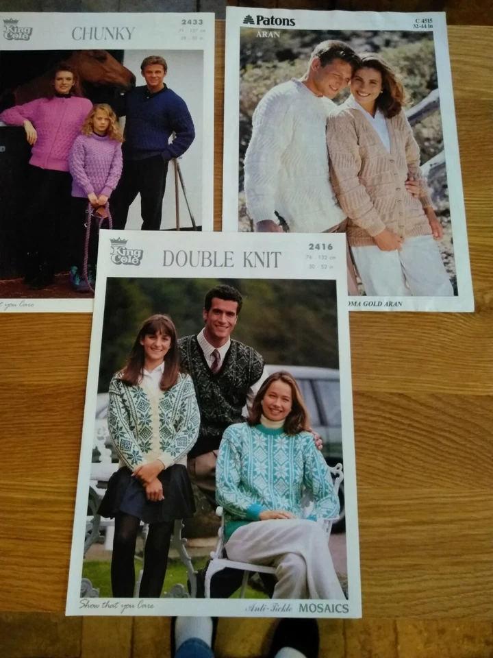 7 Vintage Family Ladies Men's Girl Boy knitting patterns, Patons King Cole Robin - Image 2 of 4