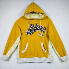 Vintage Los Angeles Lakers UNK Sweatshirt Hoodie 3 Logos Gold Sz Medium Pullover
