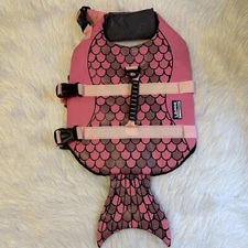 L.D.Dog Pink Mermaid Dog  Life Vest Jacket Ripstop With Rescue Handle Swimming